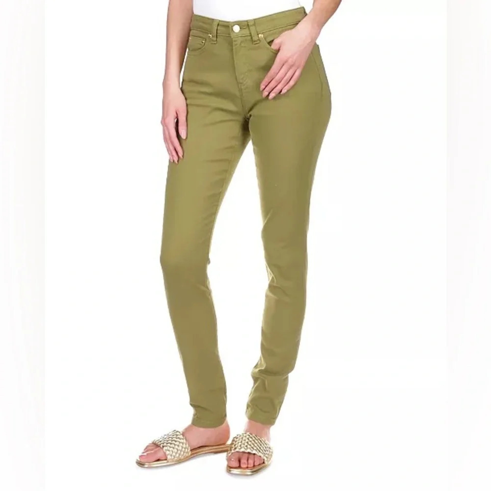 NWT Michael Kors Petite Selma Skinny High Rise Jeans in Olive Green, size 0P